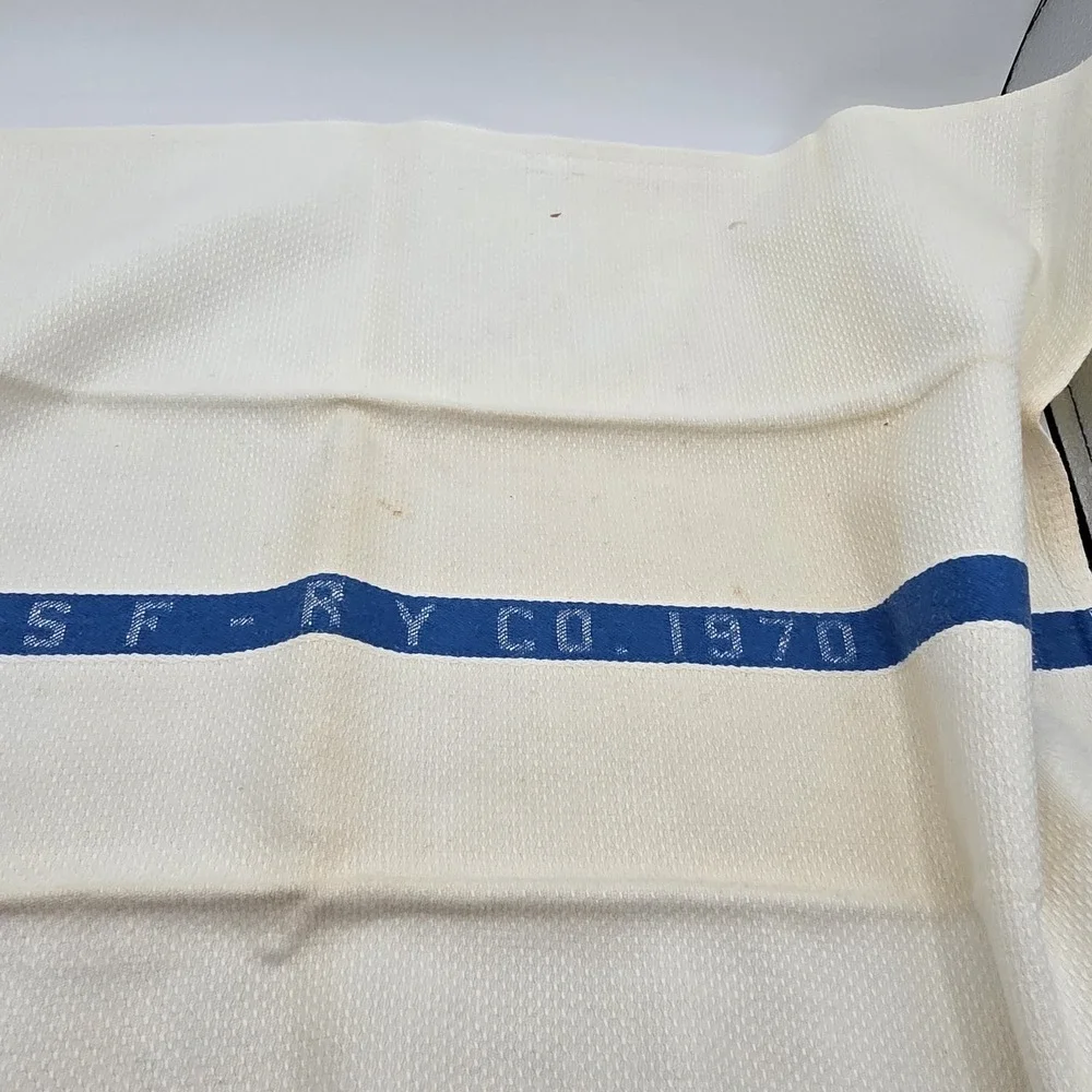 Atsfry Pullman Co. Vintage Hand Dish Tea Towel Railroad Train Dining Car Linens